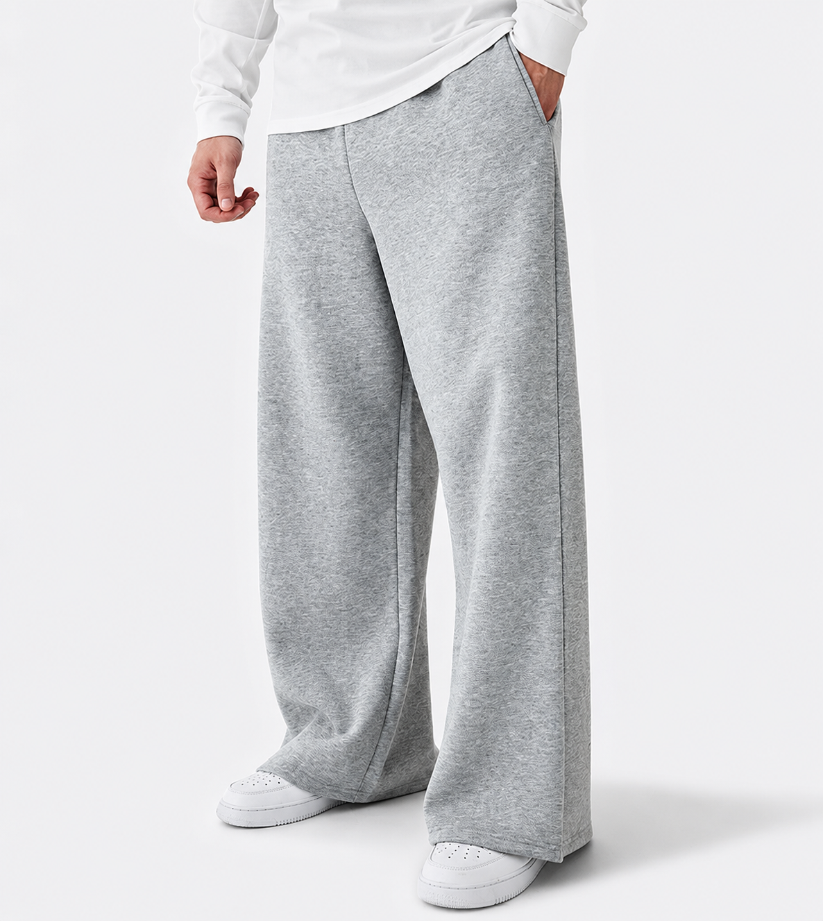 Wide-Leg Sweatpants Light Gray