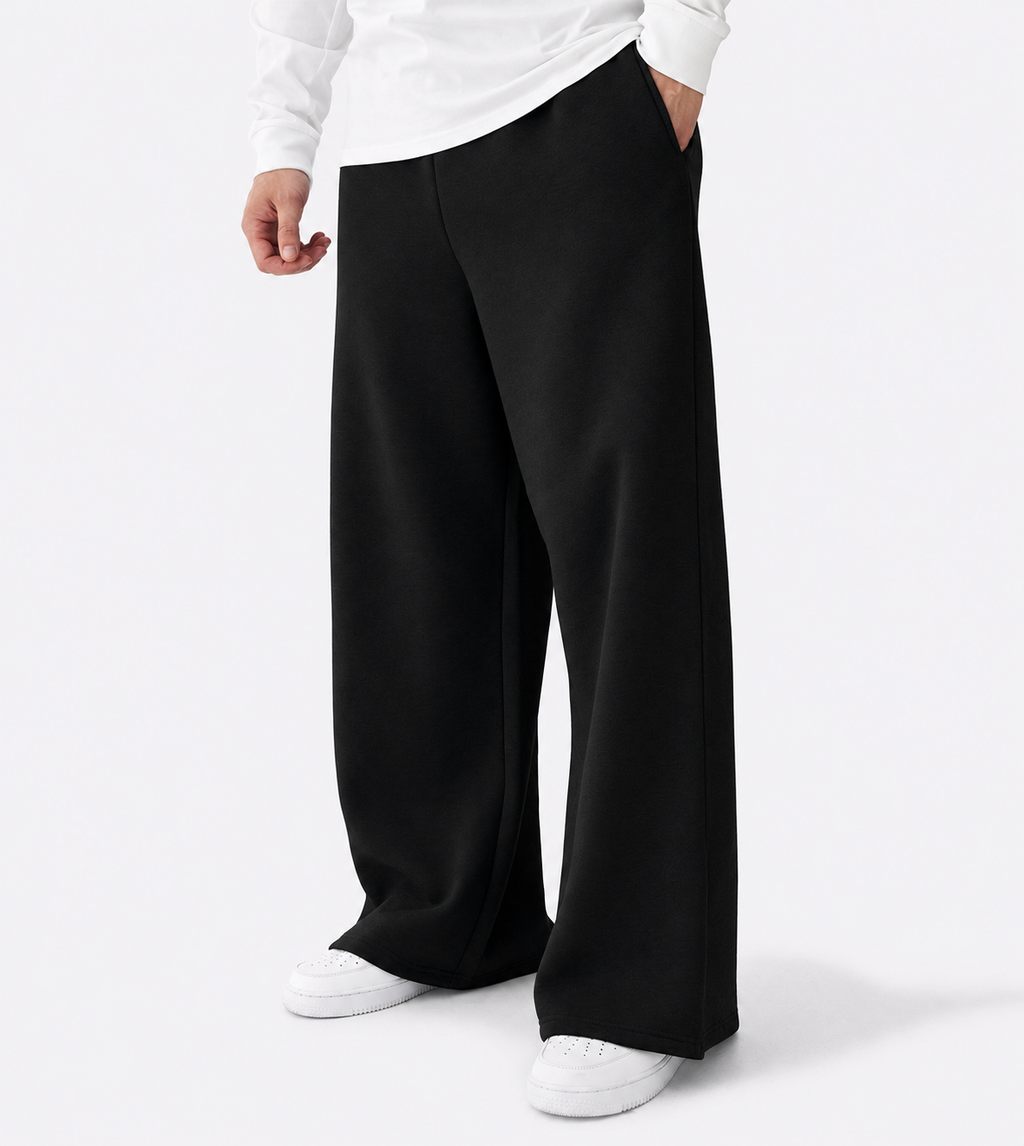 Wide-Leg Sweatpants Black