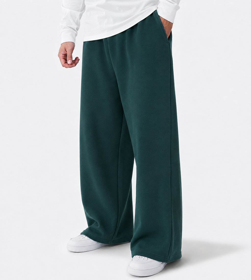 Wide-Leg Sweatpants Dark Green