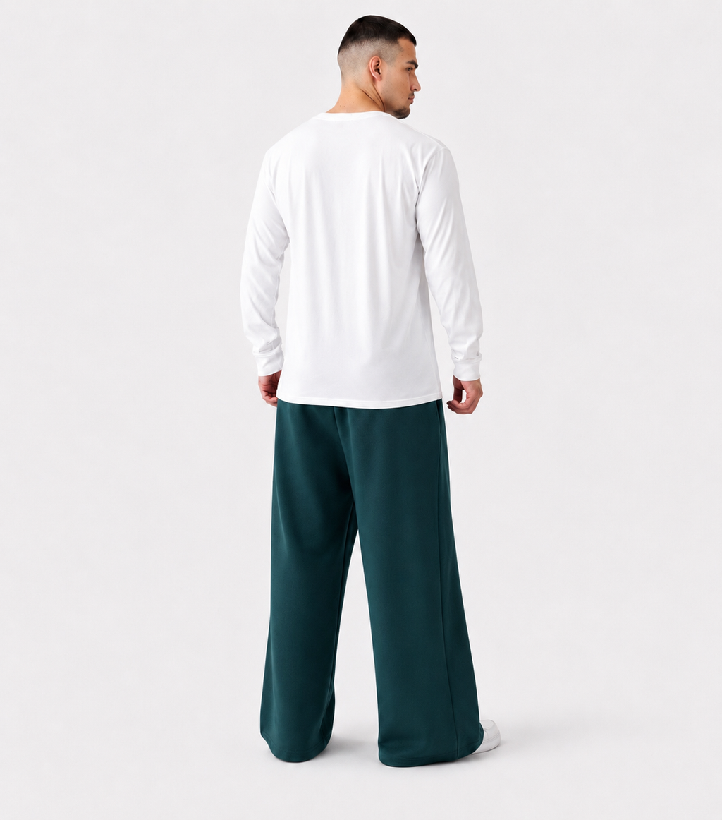 Wide-Leg Sweatpants Dark Green